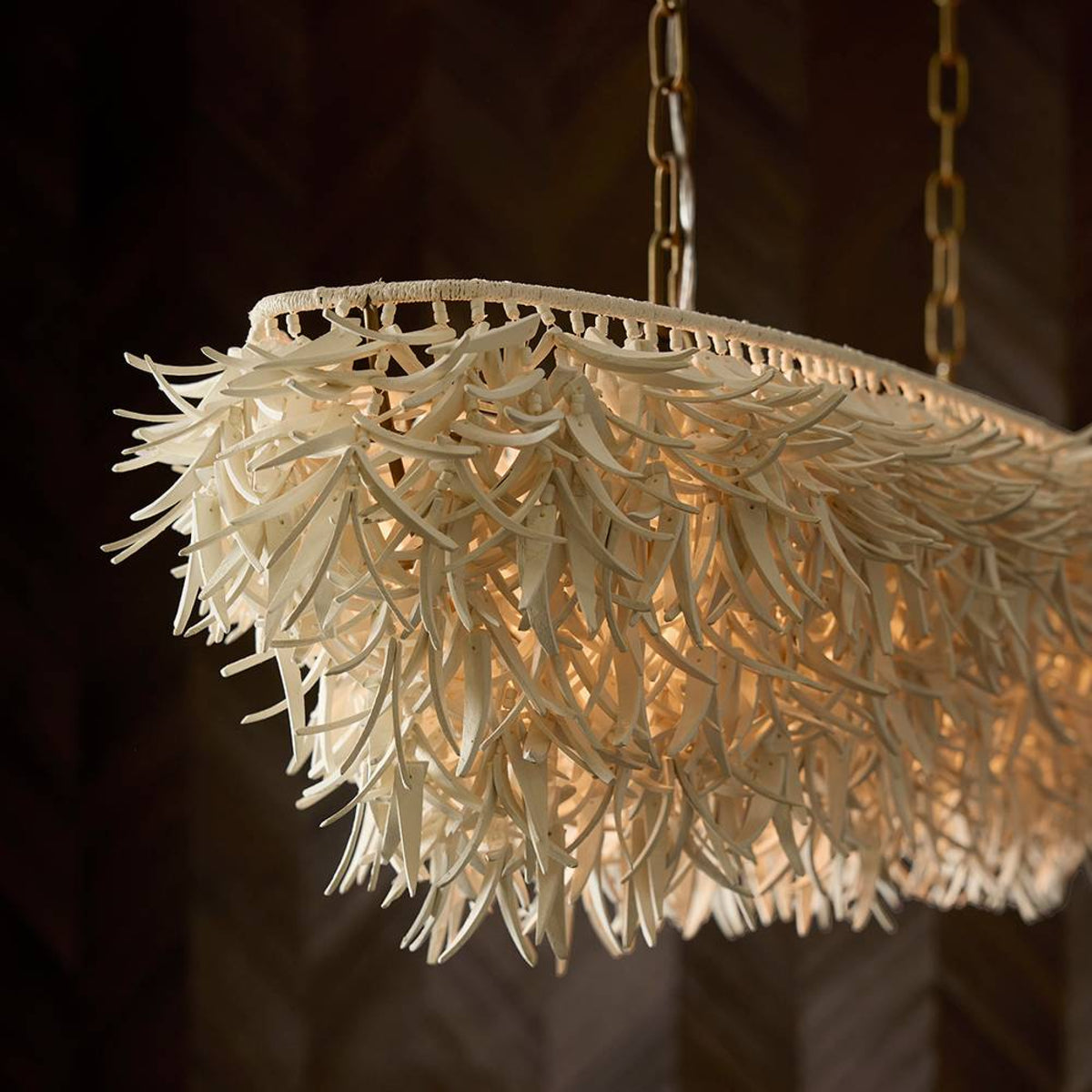 Cabo 57" Ivory Coco Shell Linear Chandelier