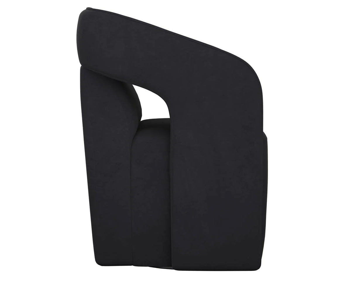 Kendrick Black Upholstered Wheeled Dining Armchair