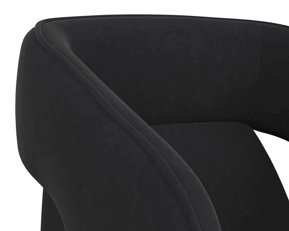 Kendrick Black Upholstered Wheeled Dining Armchair