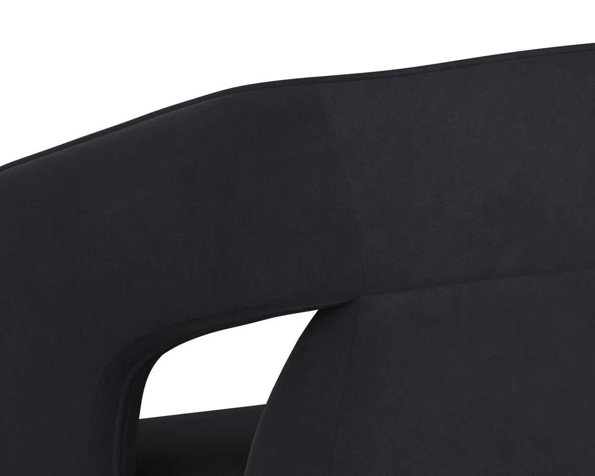 Kendrick Black Upholstered Wheeled Dining Armchair