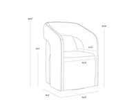 Kendrick Black Upholstered Wheeled Dining Armchair