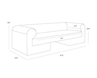 Ionic 98" Meg Gold & Taupe Curved Sofa