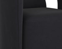 Kendrick Black Upholstered Wheeled Dining Armchair