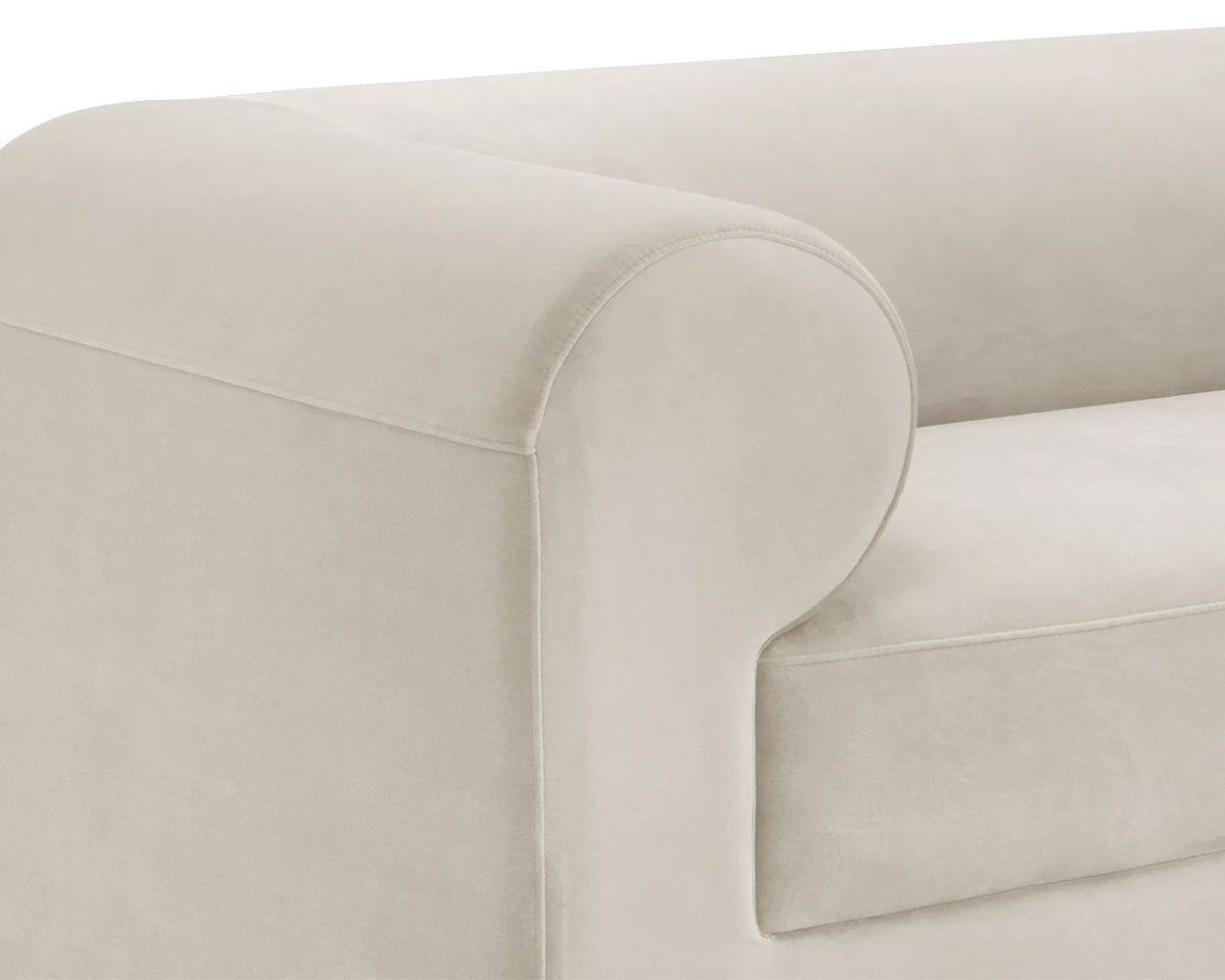Ionic 98" Meg Gold & Taupe Curved Sofa