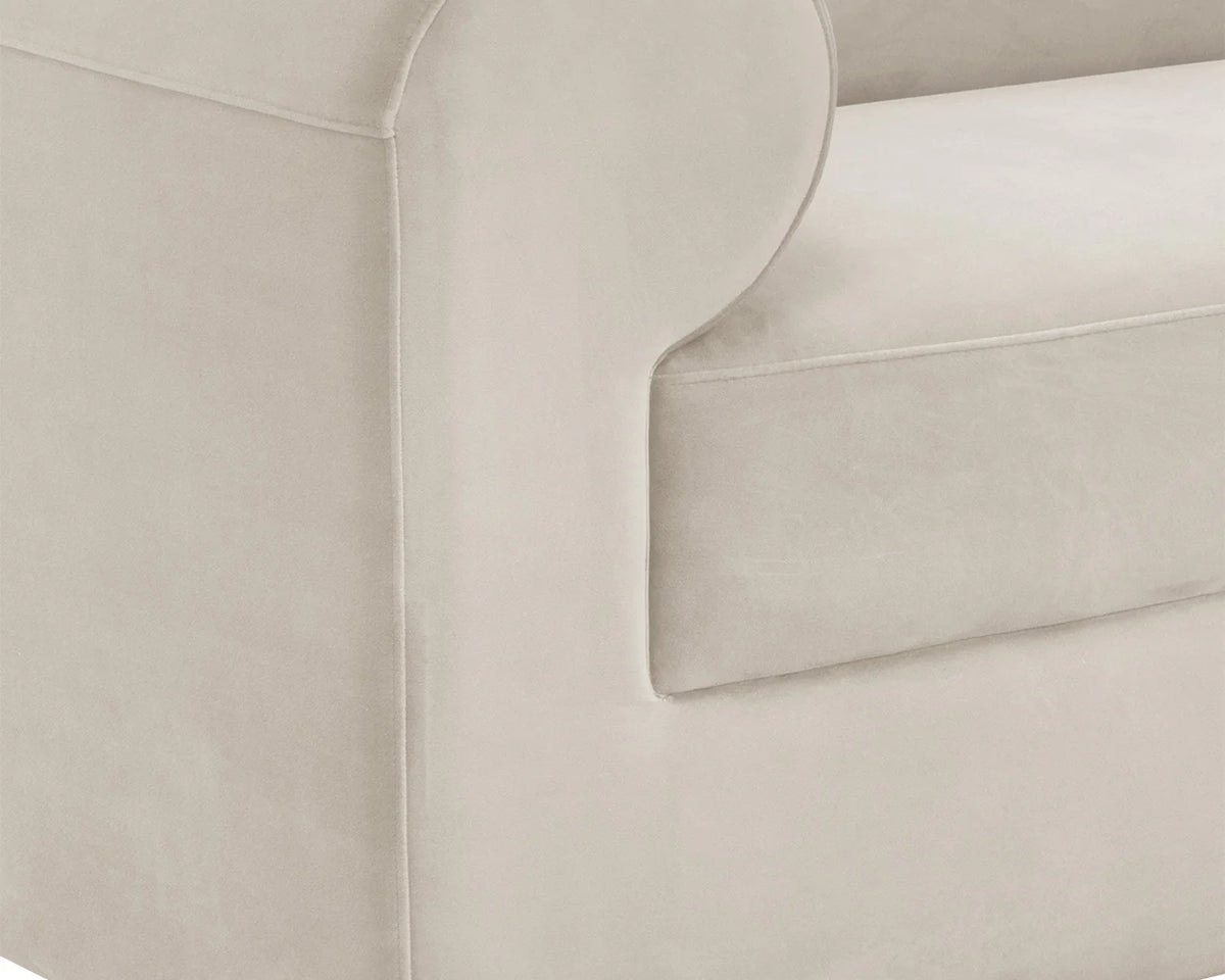 Ionic 98" Meg Gold & Taupe Curved Sofa