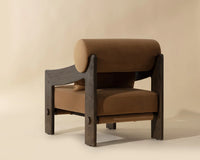 Reizo Camel Fabric & Distressed Brown Oak Accent Chair