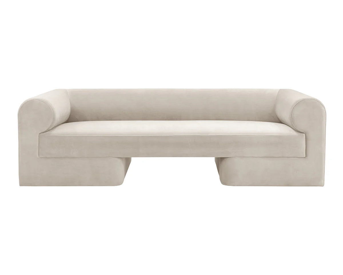 Ionic 98" Meg Gold & Taupe Curved Sofa
