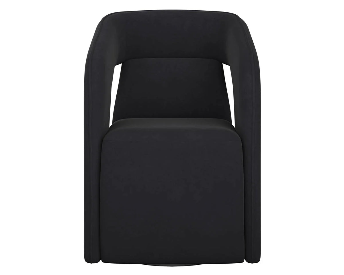Kendrick Black Upholstered Wheeled Dining Armchair