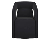 Kendrick Black Upholstered Wheeled Dining Armchair