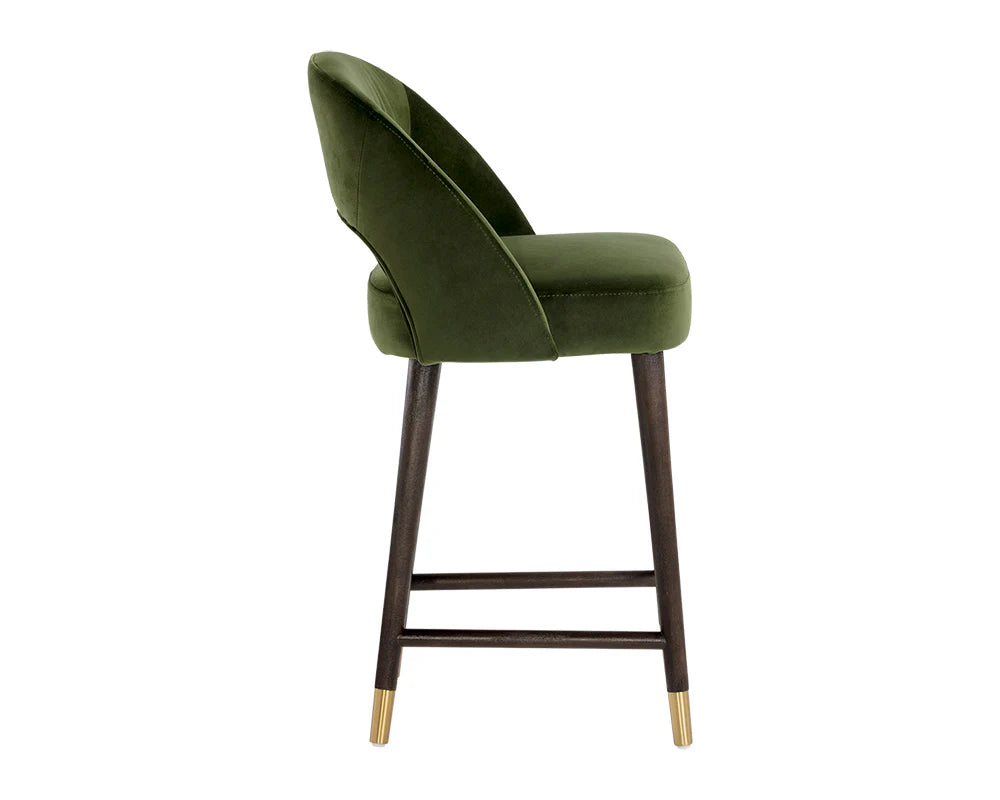 Monae Velvet Moss Green Counter Stool