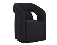 Kendrick Black Upholstered Wheeled Dining Armchair