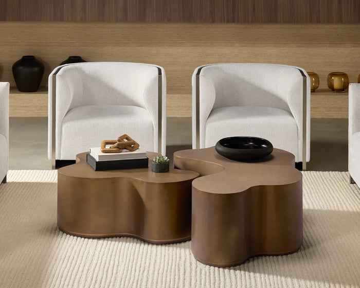 Larron Light Barley Performance Fabric & Gold Accent Chair