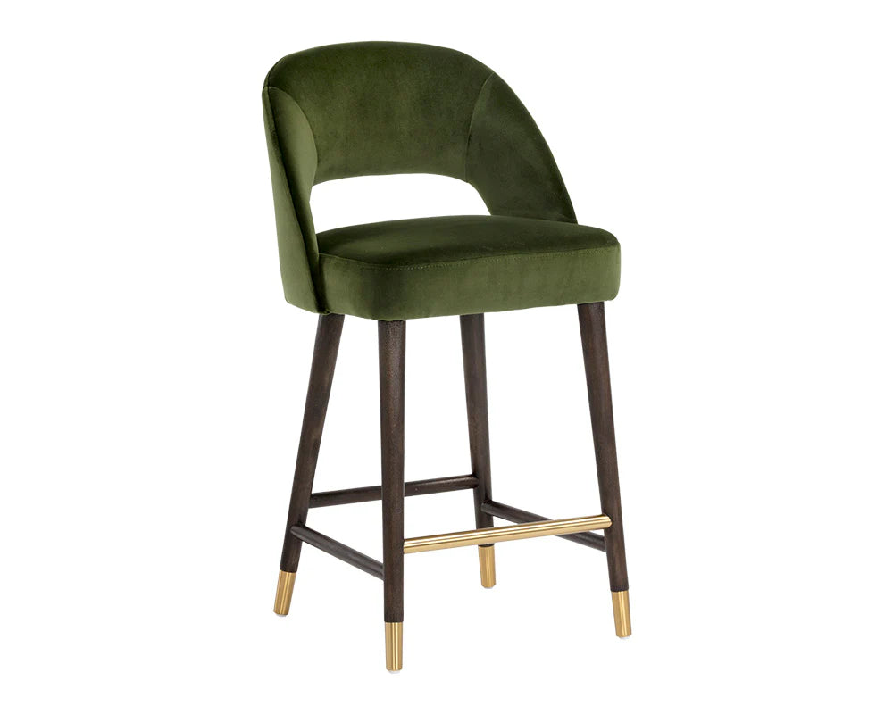 Monae Velvet Moss Green Counter Stool