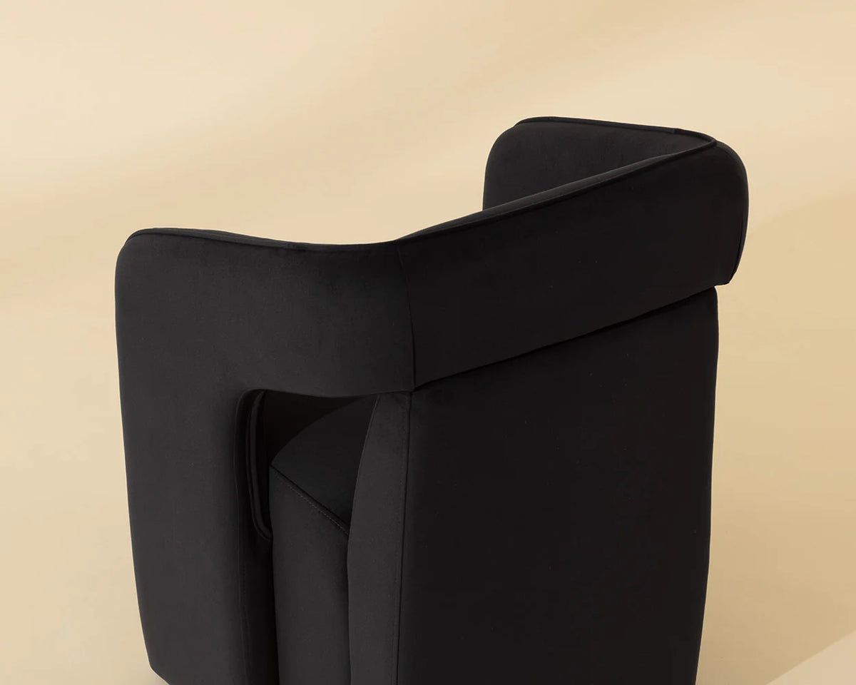 Kendrick Black Upholstered Wheeled Dining Armchair