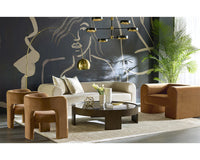 Ionic 98" Meg Gold & Taupe Curved Sofa
