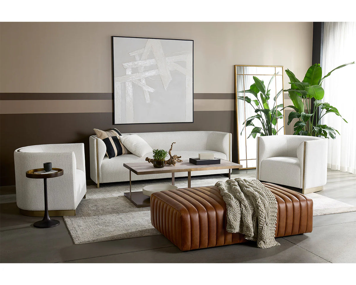 Larron Light Barley Performance Fabric & Gold Accent Chair