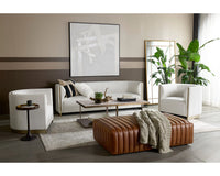 Larron Light Barley Performance Fabric & Gold Accent Chair