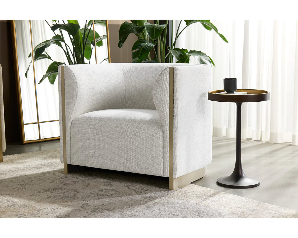Larron Light Barley Performance Fabric & Gold Accent Chair