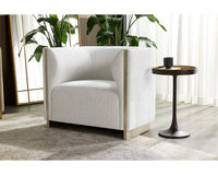 Larron Light Barley Performance Fabric & Gold Accent Chair