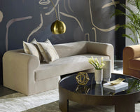 Ionic 98" Meg Gold & Taupe Curved Sofa