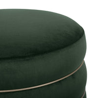 Ettros 17.2" Round Green Performance Velvet Ottoman