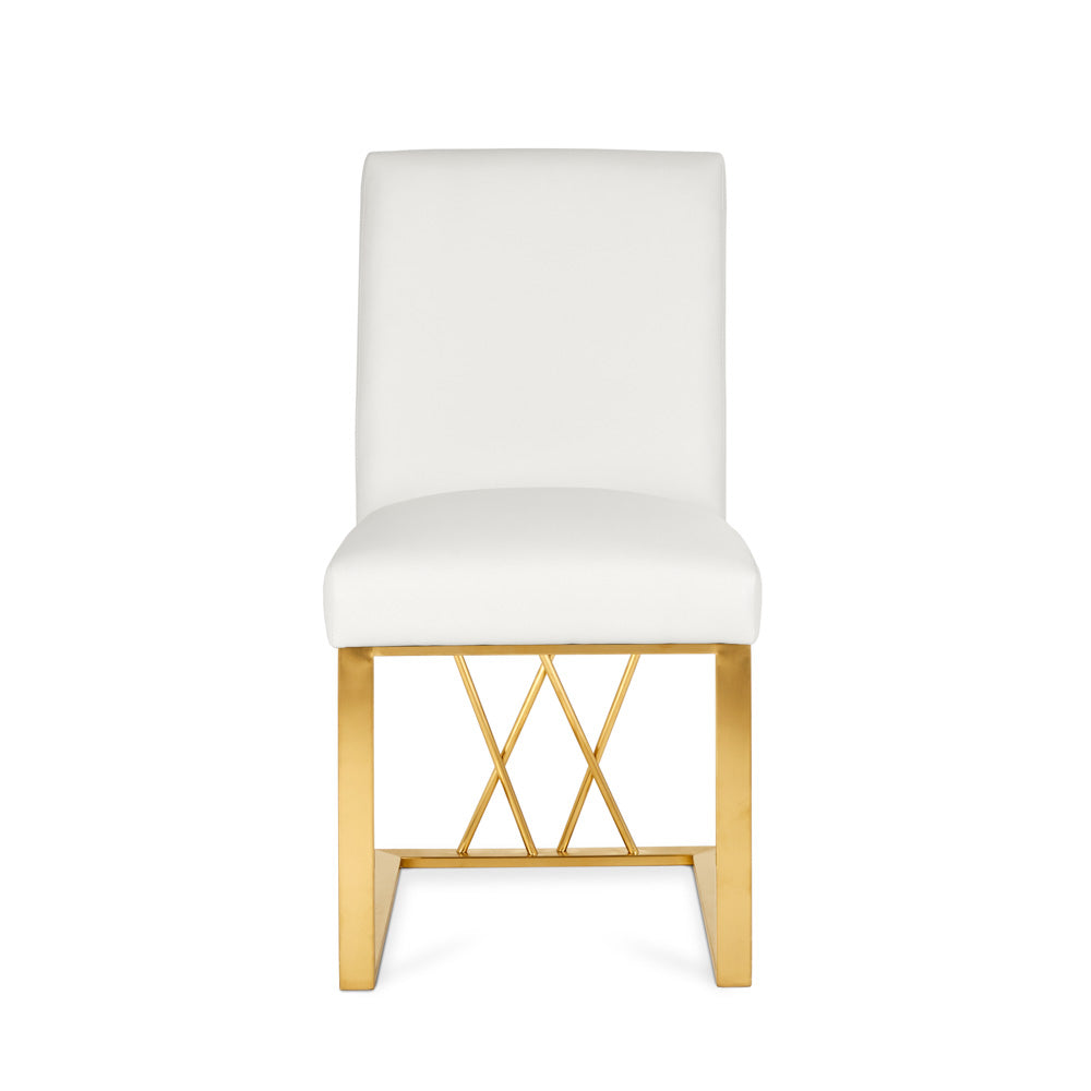 Mercer White Faux Leatherette & Gold Dining Chair