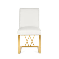 Mercer White Faux Leatherette & Gold Dining Chair