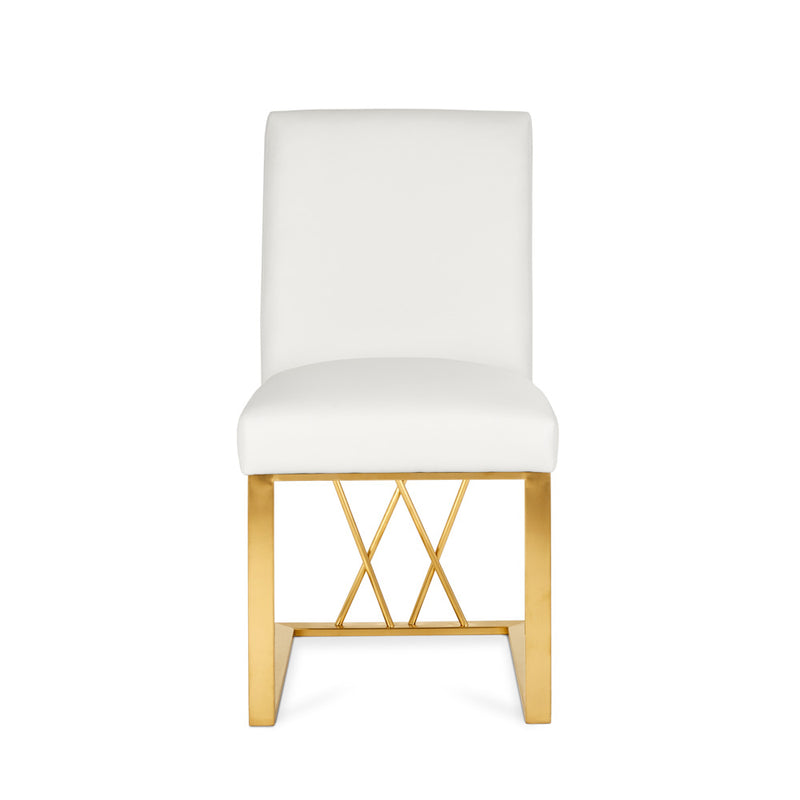 Mercer White Faux Leatherette & Gold Dining Chair