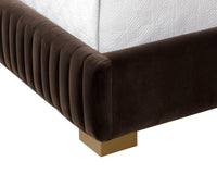Tarrant Mink Fabric & Brushed Gold Channel King Bed