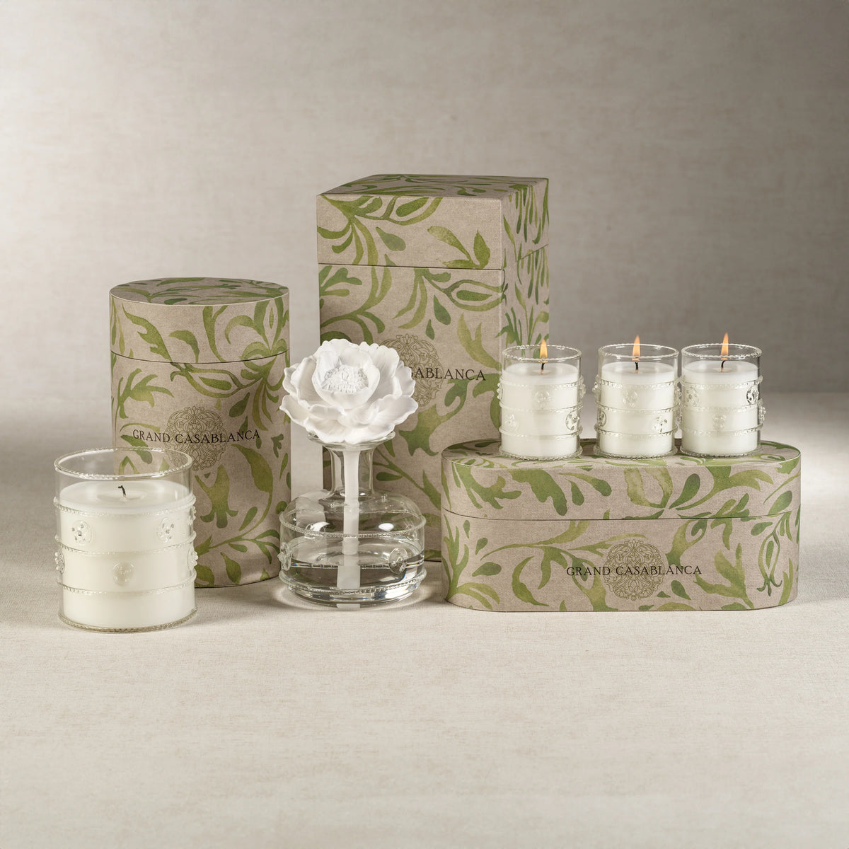 Grand Casablanca Magnolia Petals Porcelain Diffuser - 2 Sizes Avalable (Set of 4)