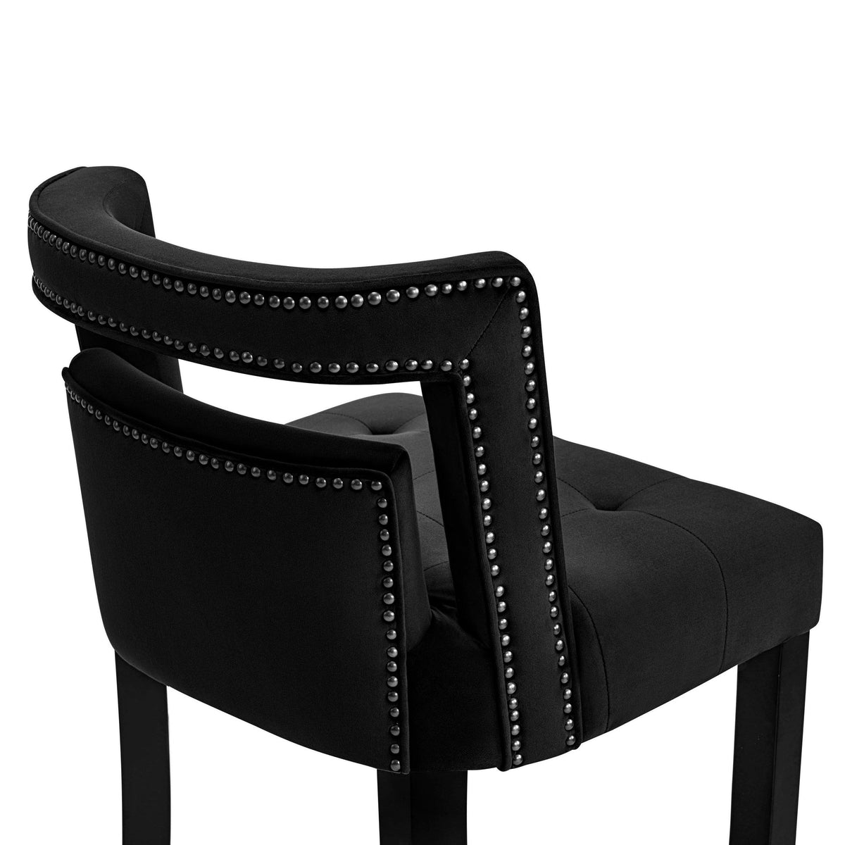 Rina Performance Grade Black Velvet Bar Stool - Luxury Living Collection