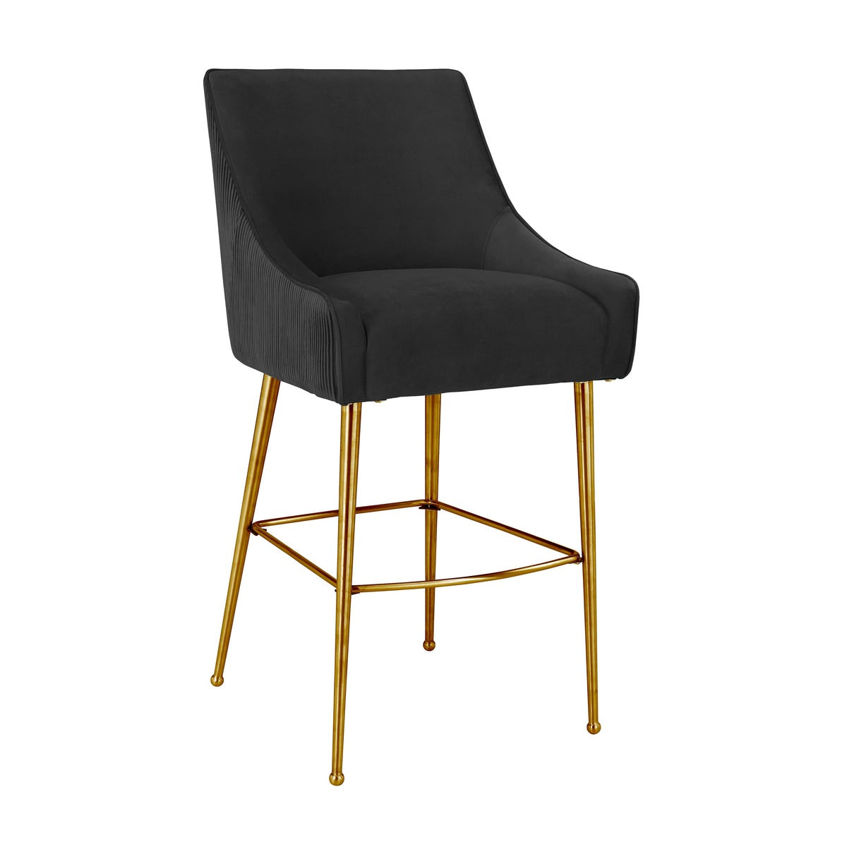 Prado Pleated Performance Grade Black Velvet Counter Stool