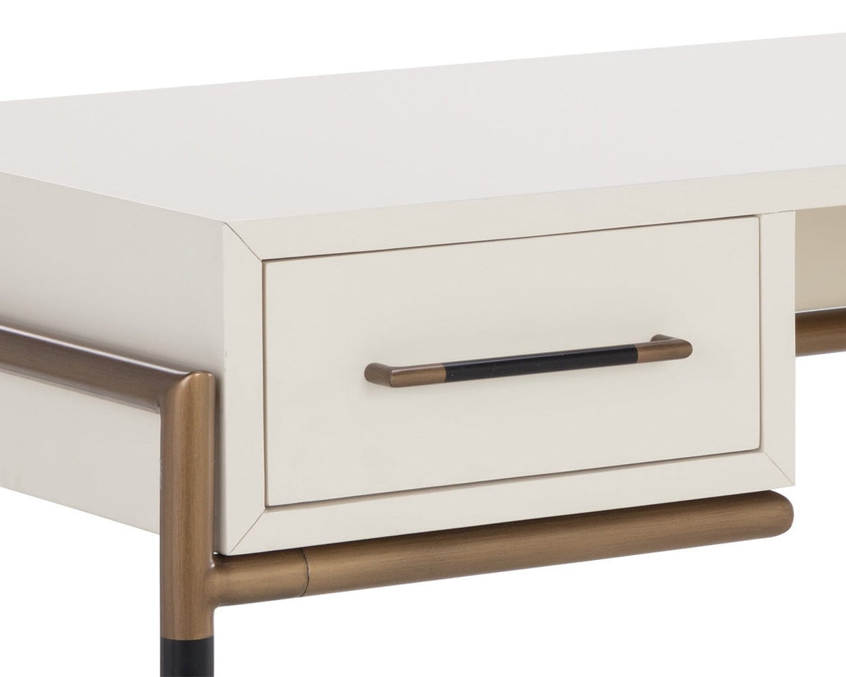 Weldrick 60" Cream & Antique Brass Desk