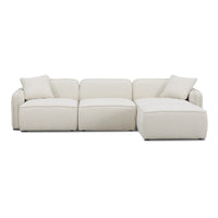 Travie 111" Sand Upcycled Linen 4-Piece Modular Sectional