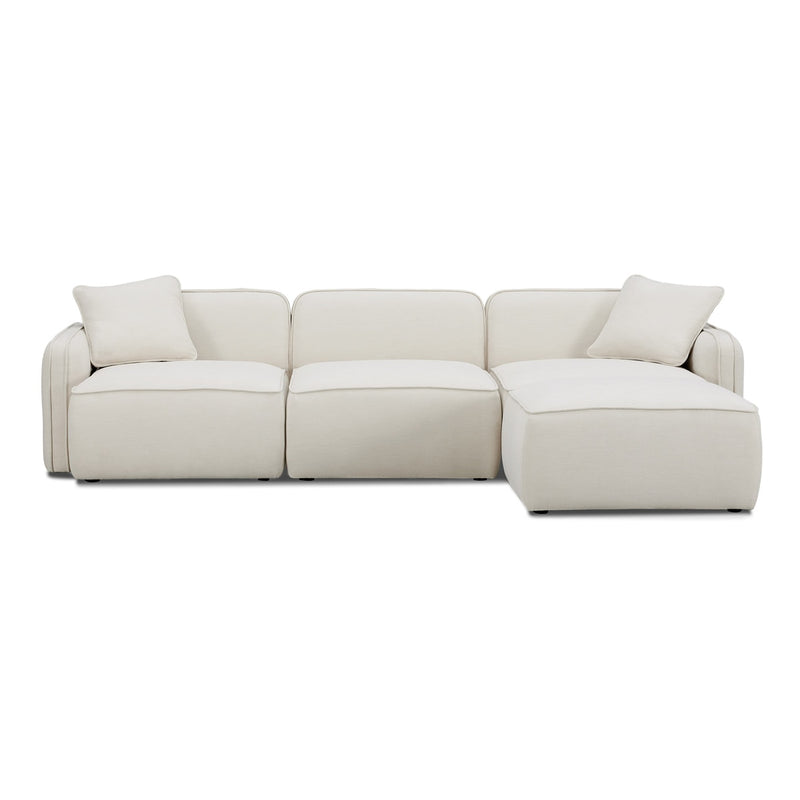 Travie 111" Sand Upcycled Linen 4-Piece Modular Sectional