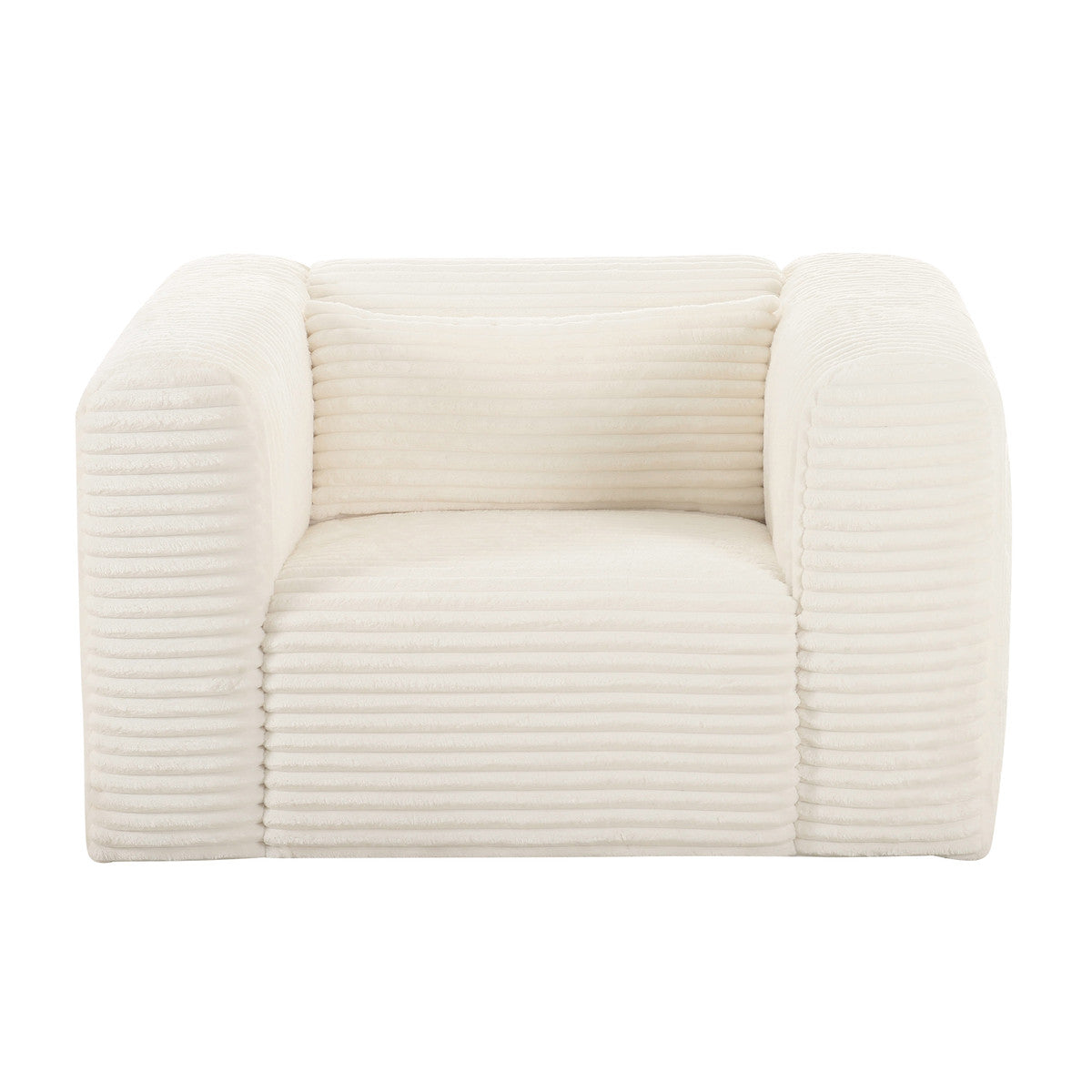 Telav Fluffy Oversized Cream Corduroy Armchair