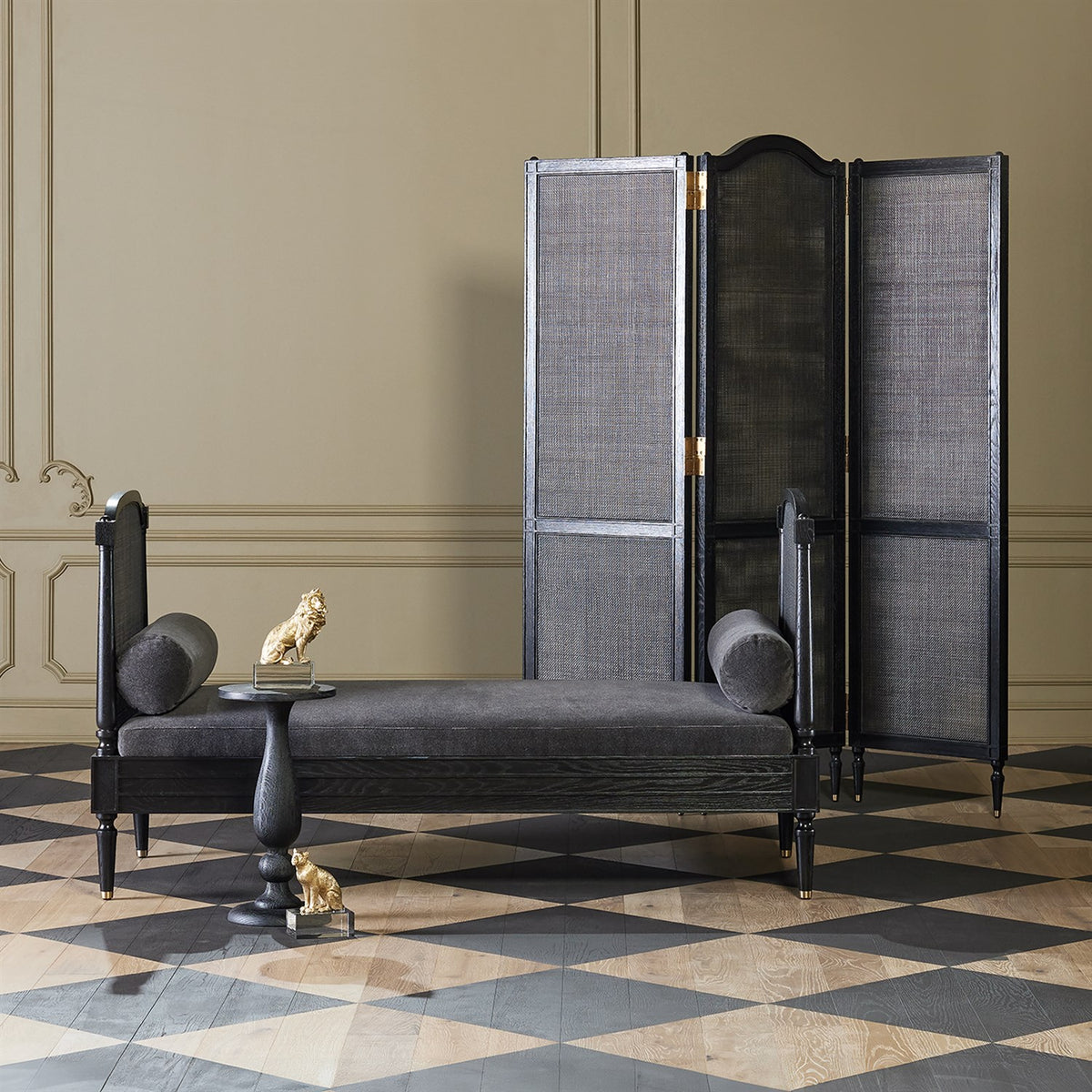 Josephine Blackened Oak  & Velvet Daybed
