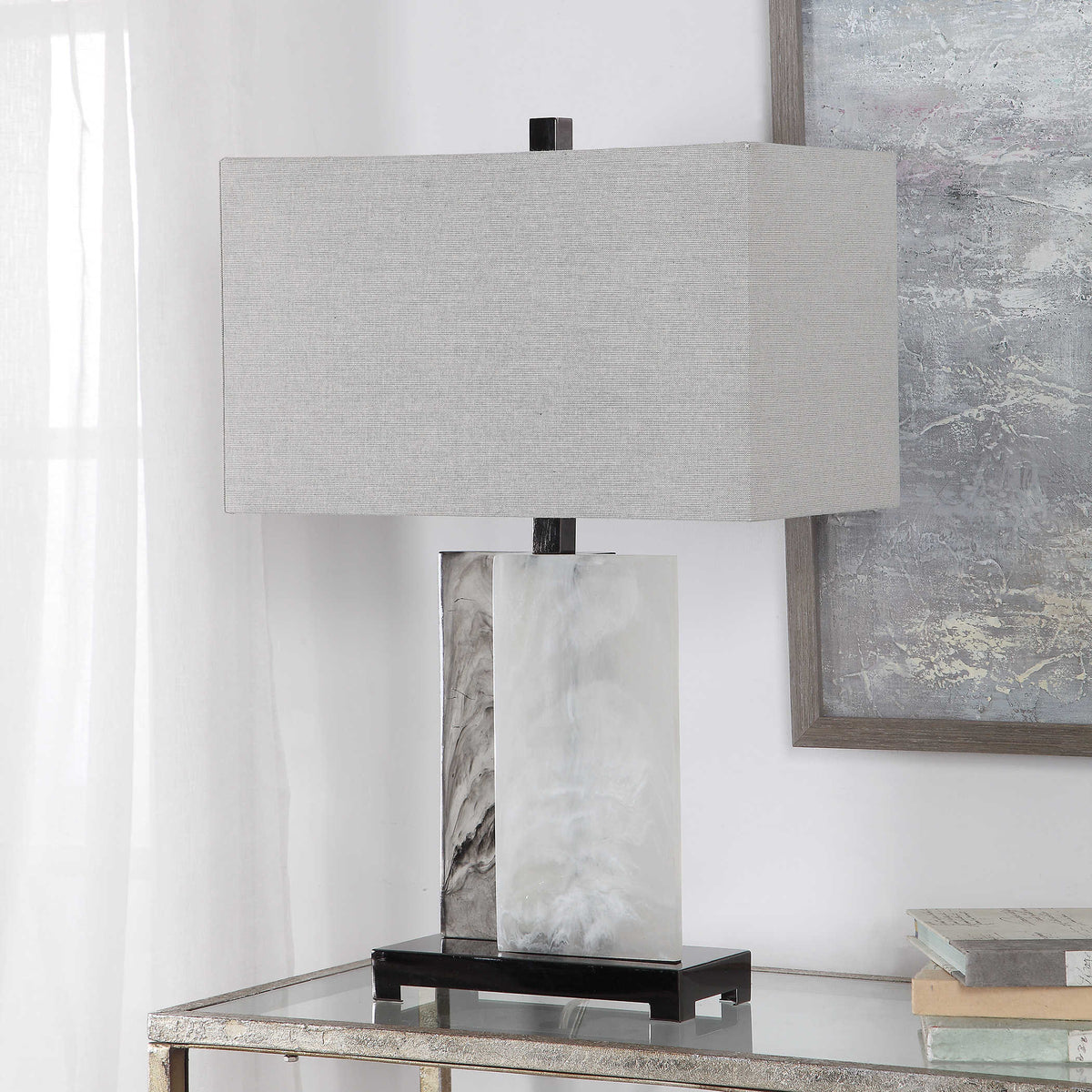 Luce Black Marble & Gold Table Lamp