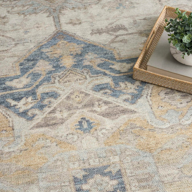 Paris Blue Green Washable Area Rug