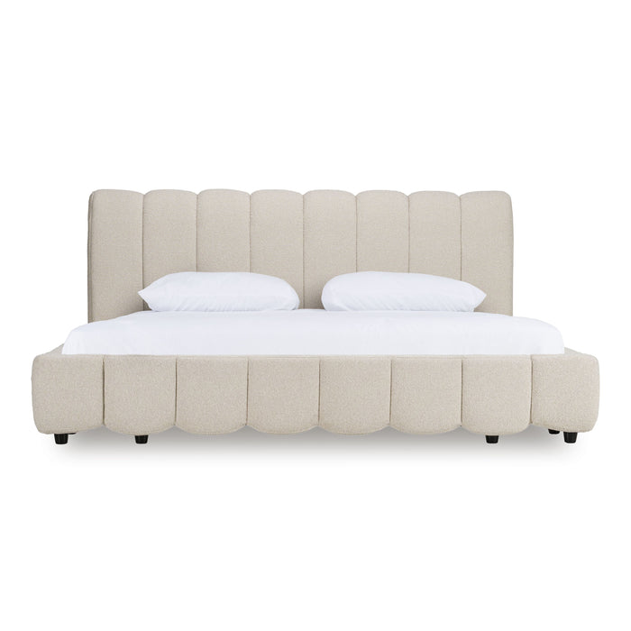 Sabine Modern Off-White Linen Bed