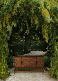 Elisa 60" Dark Burlwood & Brass Sideboard