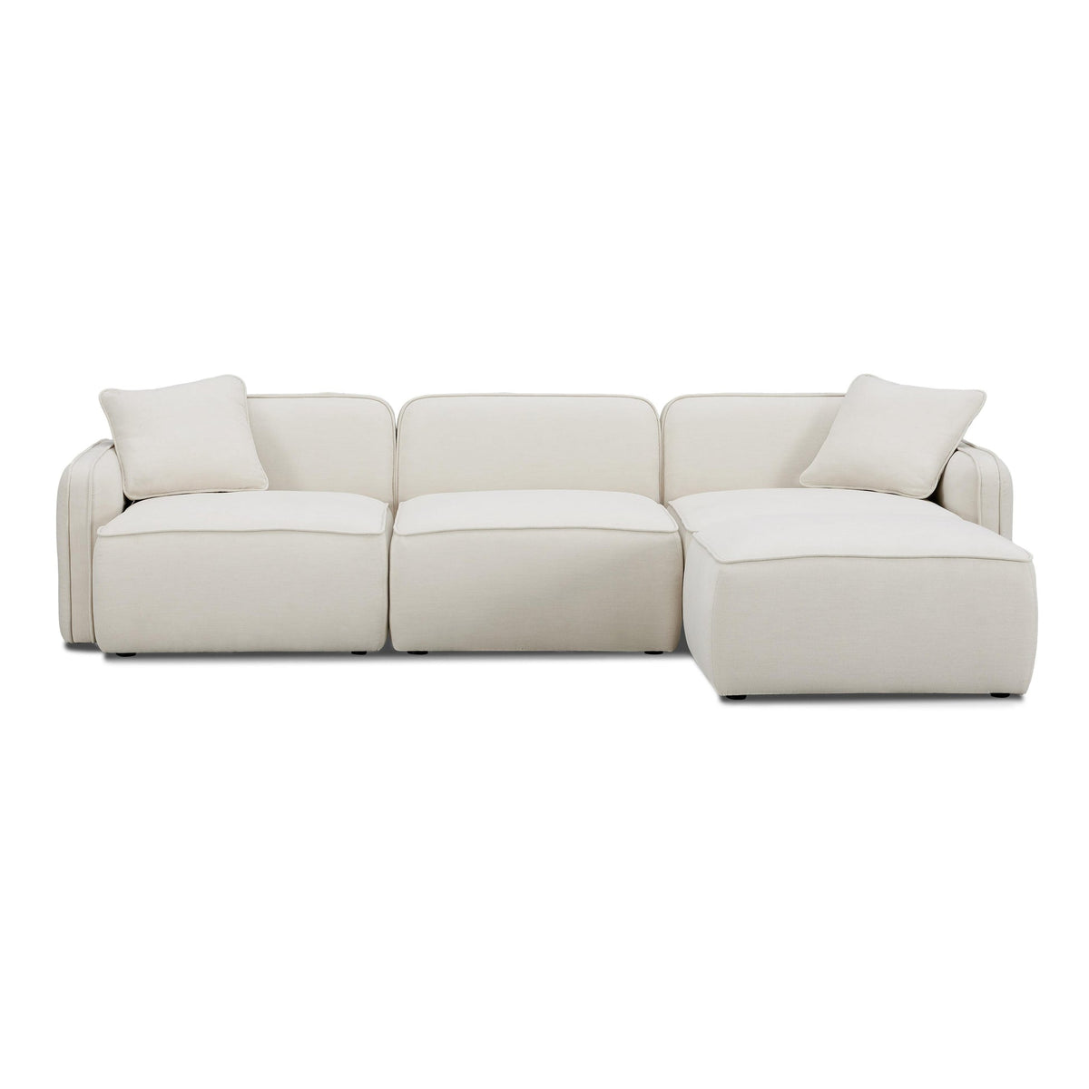 Travie 111.9" Sand Upcycled Performance Linen 4-Piece Modular Sectional
