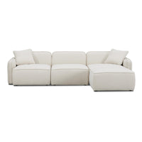 Travie 111.9" Sand Upcycled Performance Linen 4-Piece Modular Sectional
