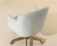 Karina White Boucle & Gold Curved Desk Chair