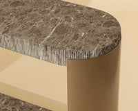 Cavette 50" Dark Emperador Faux Marble & Brass Console - Indoor/Outdoor