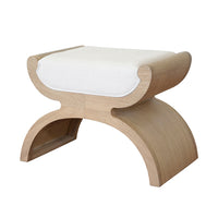 Elenora White Linen & Natural Oak Bench