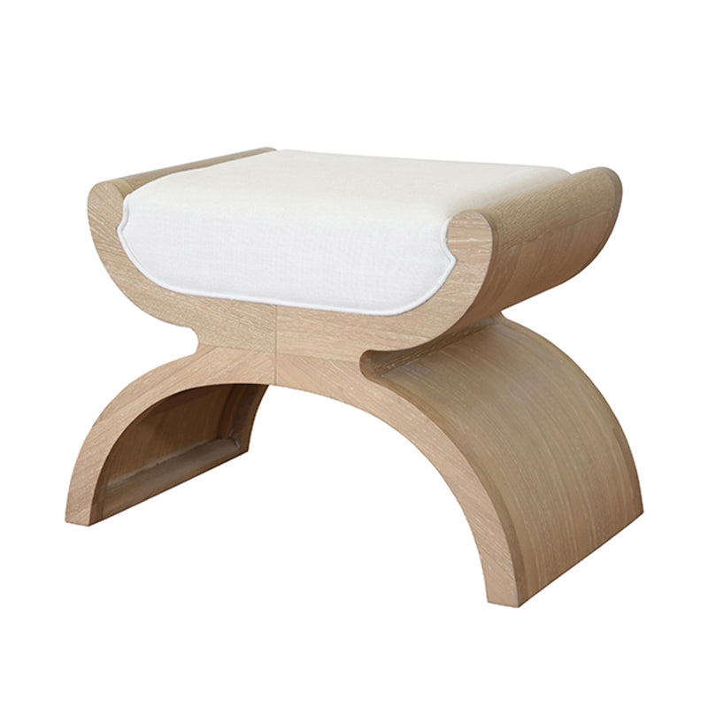 Elenora White Linen & Natural Oak Bench