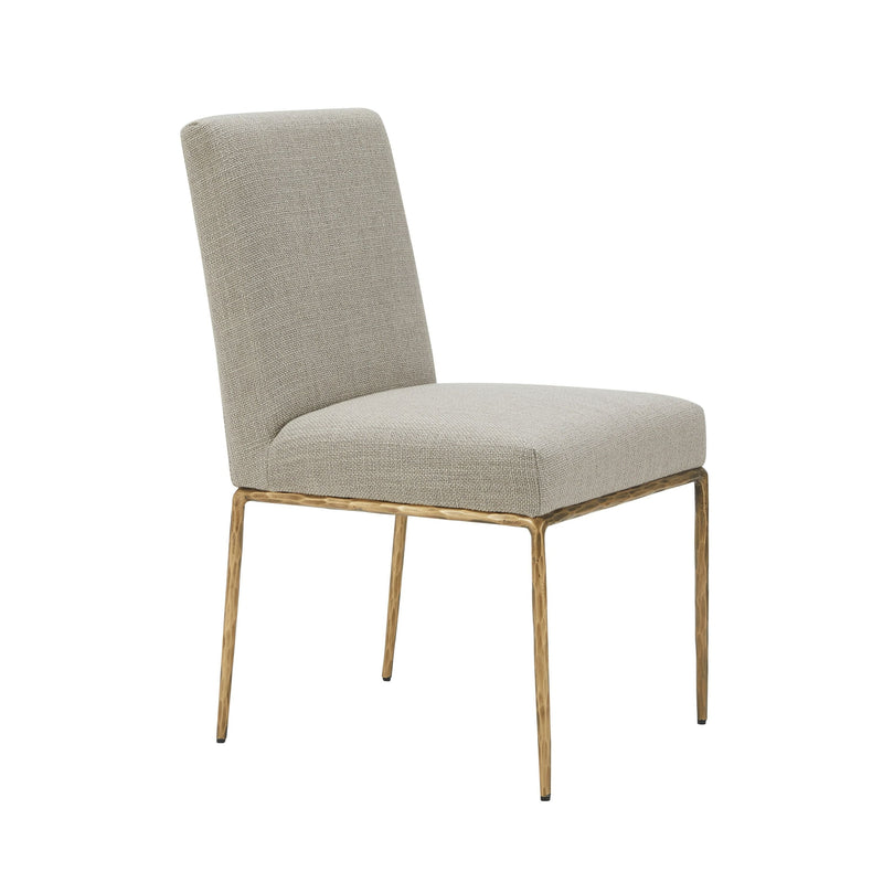 Lesley Modern Beige Linen & Brass Dining Chair