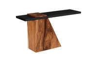 Edgely Modern Natural & Black Chamcha Wood Console