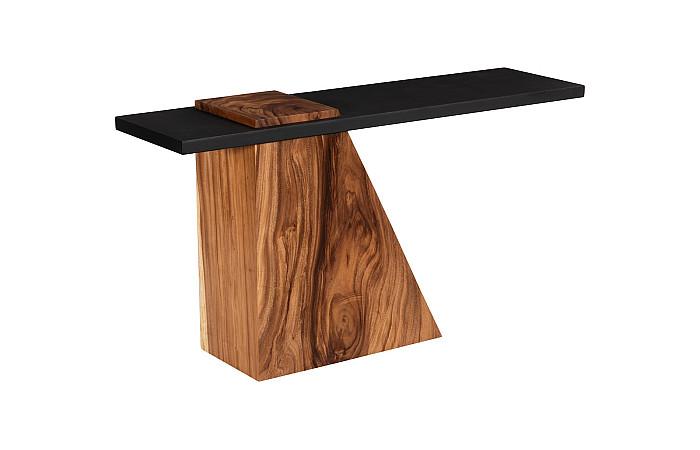 Edgely Modern Natural & Black Chamcha Wood Console